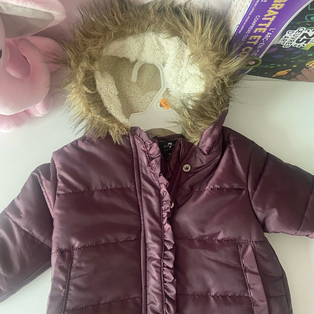7 For All Mankind Purple Jacket with Faux Fur Trim